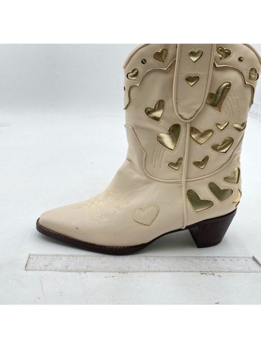 Metallic Embroidered Cowgirl Boots For Women Pointed Toe Western Boots White